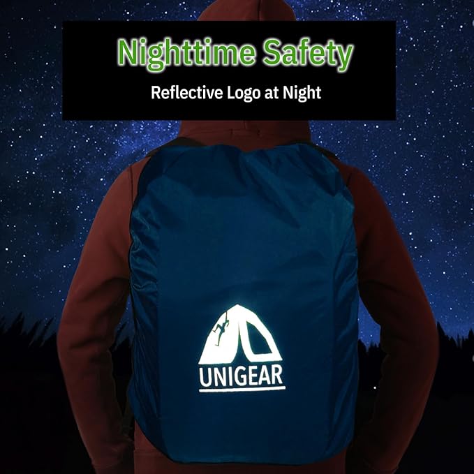 Unigear Backpack Rain Cover Waterproof Rating 5000mm, Ultraportable and Durable with 2 Anti-Slip Buckle Strap, Integrated Carry Pouch Design