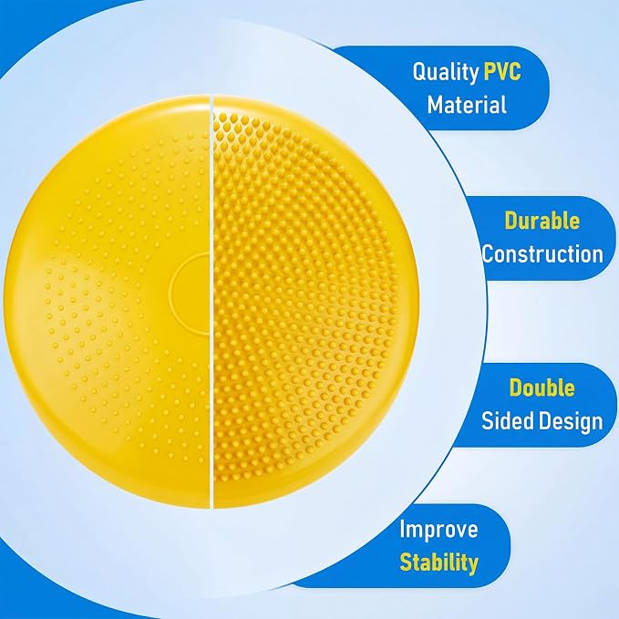 Outus 2 Pcs Balance Disc Inflated Wobble Cushion for Sensory Kids 13. 4 Inch Wiggle Seat Flexible Seating with Hand Pump for Kids Men Women Classroom Exercise Office Home Chair