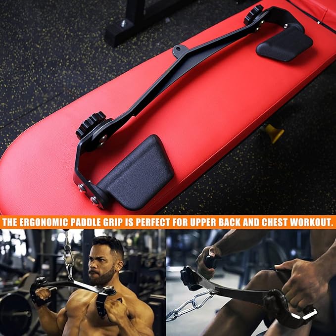 Adjustable Lat Pull down Bar, Cable Machine Attachments for Gym, Home Gym Fitness T-bar Row Pulldown Attachments, Lat Pull Down Machine Wide Grip Neutral Grip Handle