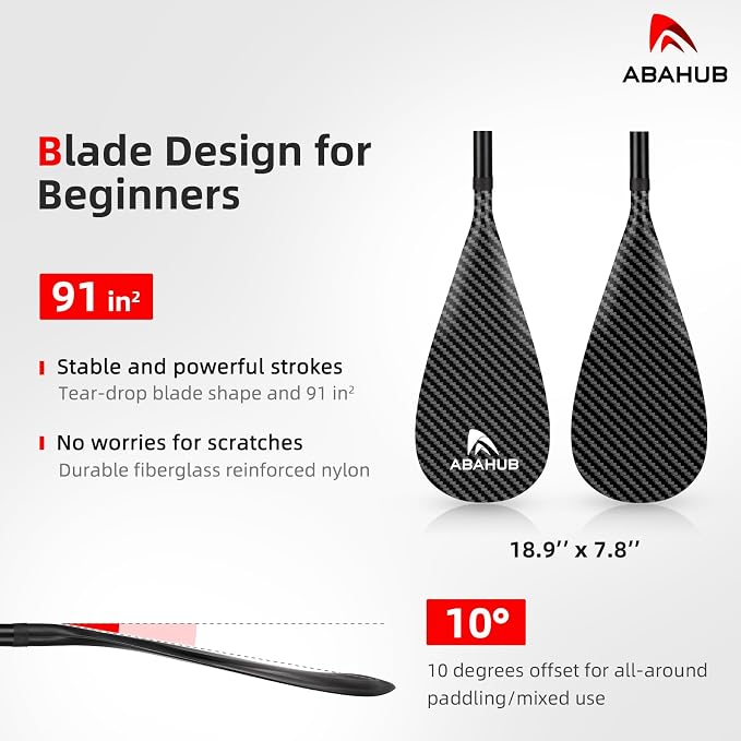Abahub 3-Piece Stand up Paddles, Lightweight Paddleboard Paddle Oars for Paddleboard, Adjustable Aluminum Alloy Shaft 68" - 84"