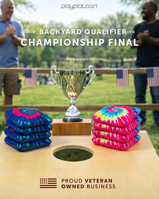 Play Platoon Pro Cornhole Bags Set of 8 - Professional Dual Sided Slick and Sticky Side Competition Corn Hole Bags - Tournament Series