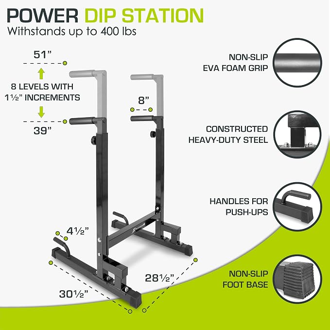 ProsourceFit Dip Stand Station, Heavy Duty Ultimate Body Press Bar with Safety Connector for Tricep Dips