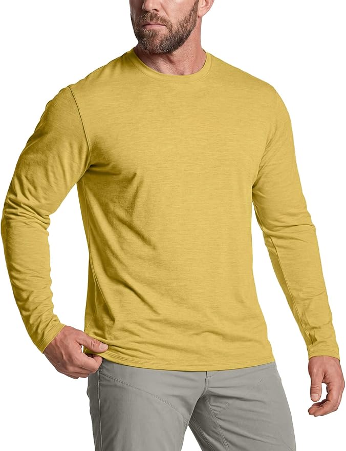 CQR Men's UPF 50+ Sun Protection Long Sleeve Quick Dry Athletic Shirts, Stretch Running Workout Hiking T-Shirts