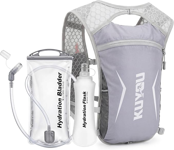 KUYOU Running Vest for Women & Men, Lightweight Hydration Backpack with 2L Water Bladder, Water Backpack for Trail Running, Hiking, Cycling & Marathon