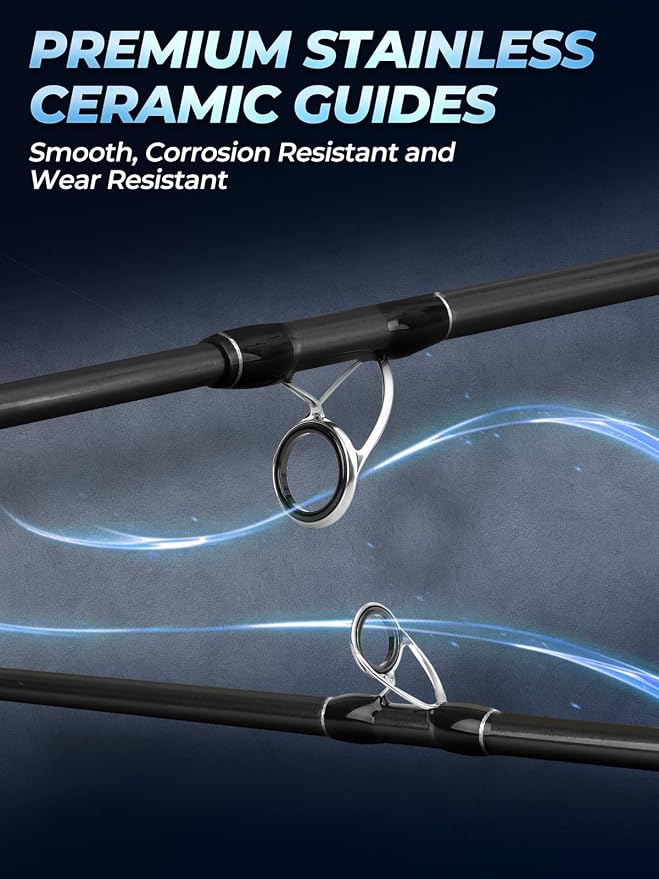 Jenseits 7FT Fishing Rod，Telescopic & 4-Piece Fishing Pole, Spin & Cast | 24T Carbon Fiber, Comfortable EVA Handle, Ceramic Guides, Bass, Trout, Catfish, Freshwater & Inshore，Fishing Gift for Men