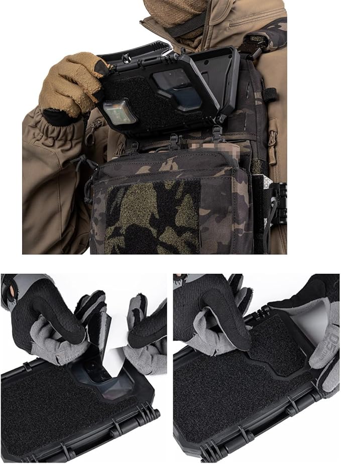 Universal Tactical Phone Mount for Plate Carrier, Hands-Free Chest Holder Compatible with All iPhone & Android (4.7-6.6 Inch Screen) (Black)