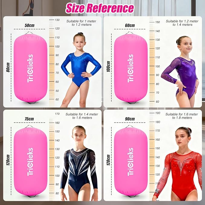 Triclicks Gymnastics Barrel Inflatable Air Roller Barrel Tumble Track Equipment Octagon Mat for Backhandspring Trainer Yoga Cheerleading Home Use Gym Without Pump