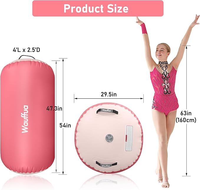Gymnastic Air Barrel, Inflatable Tumble Track, Tumbling Mat, Roller Octagon Trainer for Back Handspring and Back-bend for Home, Gym, No Pump