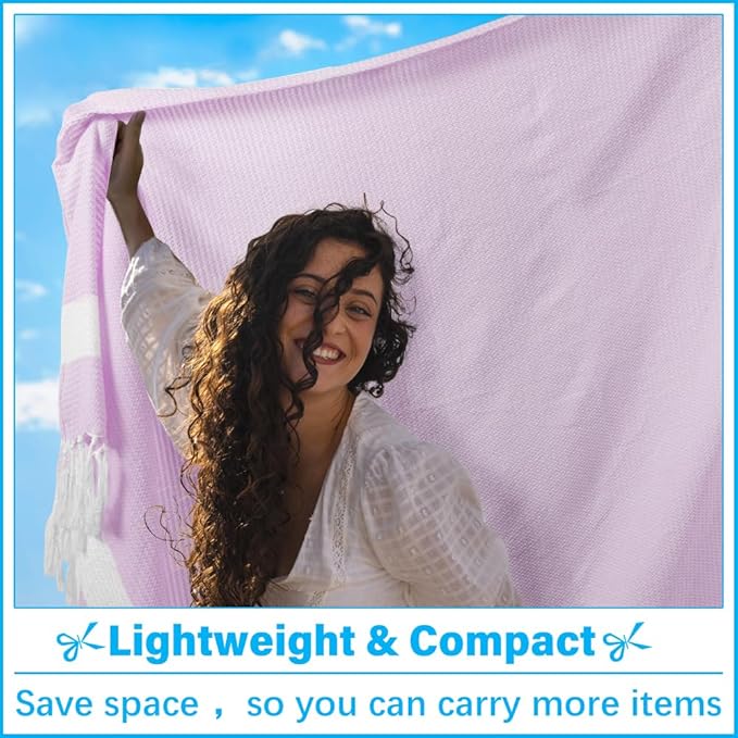 Vikumond Oversized Turkish Beach Towel Blanket XXL Cotton Sandproof Towels Boho Woven Extra Large Big Sand Free Giant Throw Blankets Huge Quilt XL Picnic Camping Necessities Cloud for Adult Gifts