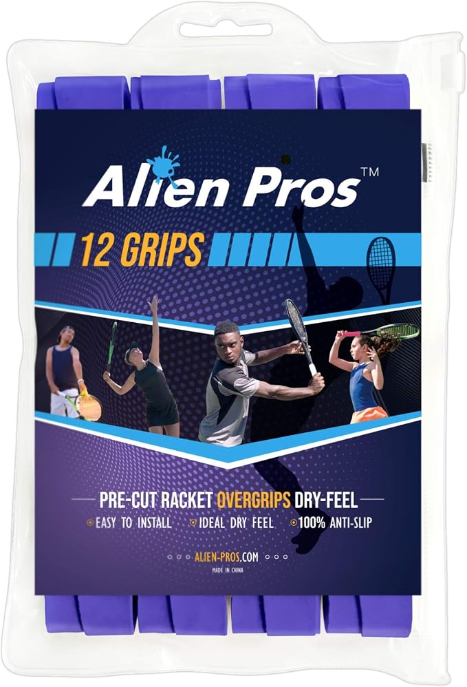 ALIEN PROS Tennis Racket Grip Tape - Precut and Dry Feel Tennis Grip - Tennis Overgrip Grip Tape Tennis Racket - Wrap Your Racquet for High Performance