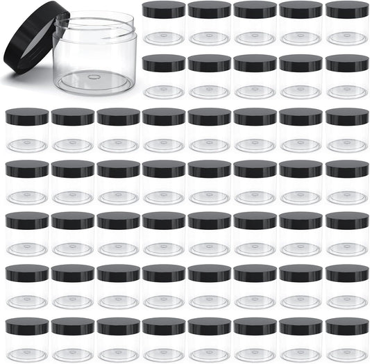 50 Pieces 4oz Plastic Jars with Lids Clear Round Cosmetic Container Empty Storage Jars for Makeup,Jewelry,Samples,Travel Storage