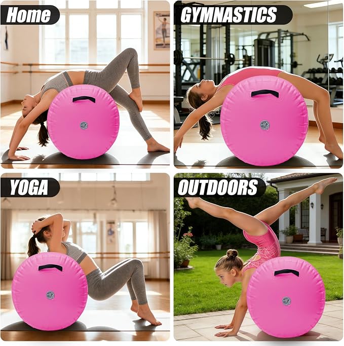 Triclicks Gymnastics Barrel Inflatable Air Roller Barrel Tumble Track Equipment Octagon Mat for Backhandspring Trainer Yoga Cheerleading Home Use Gym Without Pump
