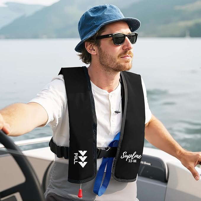 Adult Inflatable Life Jacket/Kayak Buoyancy Vest | Fishing Sailboat PFD Thin Weight Suitable for up to 330 pounds