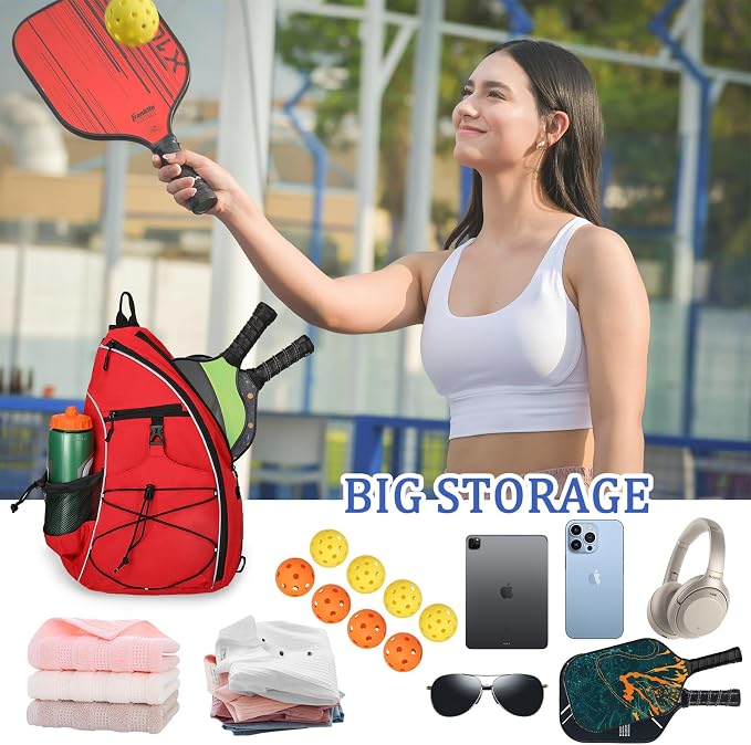 Goloni Pickleball Sling Bag for Men Women, Lightweight Pickleball Backpack with Fence Hook