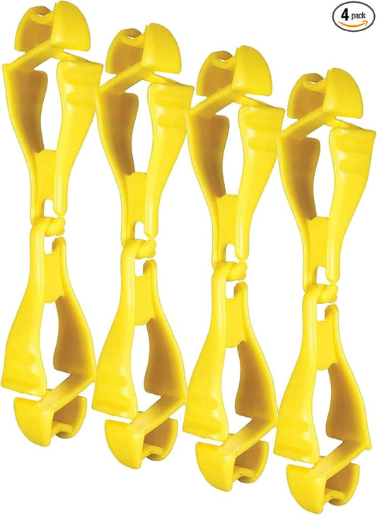 Ergodyne Squids 3400 Glove Clip Holder with Dual Clips, Lime, 1 Count (Pack of 4)