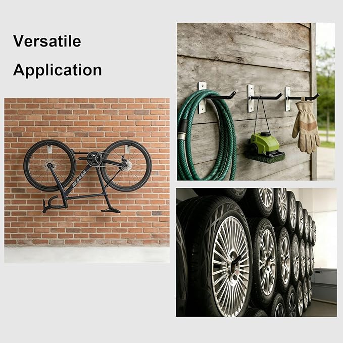 Sinoer 10-Inch Heavy Duty Steel Tire Rack Wall Mount (8-Pack) – Anti-Slip Garage Tires Hooks for Tire, Wheel, Ladder, Bike & Tool Storage – Garage Organization Hanger with Screws & Anchors, Black