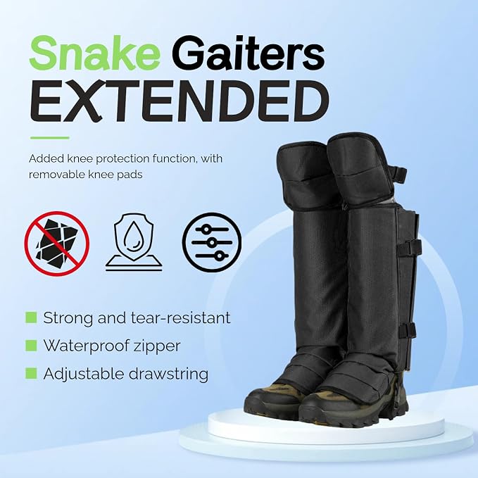 Snake Gaiters for Hunting, Snake Guards for Legs, Waterproof Snake Chaps Gaiter Leggings for Men & Women, Extended Knee Pads Snake Bite Protection, Snake Proof Gaiters with Adjustable Size