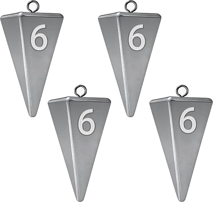 Pyramid Sinkers Fishing Weights, Saltwater Fishing Sinkers for Surf Fishing Gear Tackle - 1oz, 2oz, 3oz