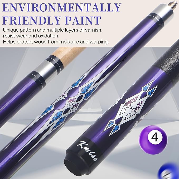 Kmise Pool Stick Set of - 58" Pool Cue Stick, Canadian Maple Professional Billiards Pool Cue, Pool Sticks for Adults, 18~21oz Multiple Colors