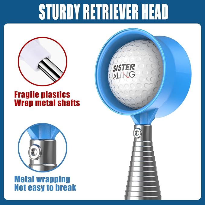 Golf Magnetic Alignment Rods and 9ft/12ft Water Telescopic Golf Ball Retriever