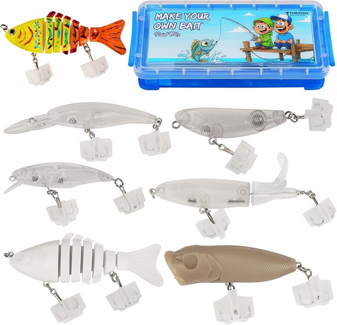 THKFISH DIY Fishing Lure Kit - Kid-Friendly Fishing Gear for Customizing Lures with Tackle Box Perfect Arts and Crafts for Kids, Tackle Box Must-Have