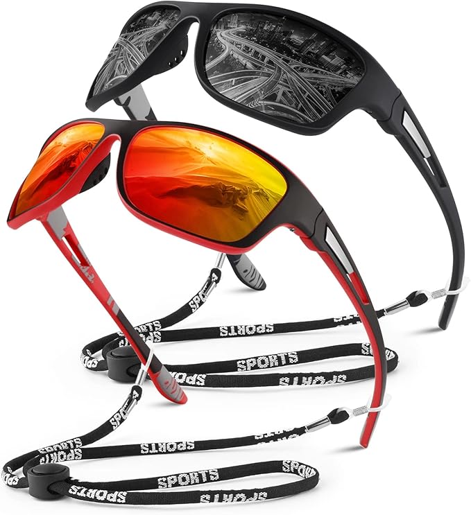WEAROYO Polarized Sports Sunglasses for Men Women,Fishing Driving Rectangular Goggles UV400 Protection