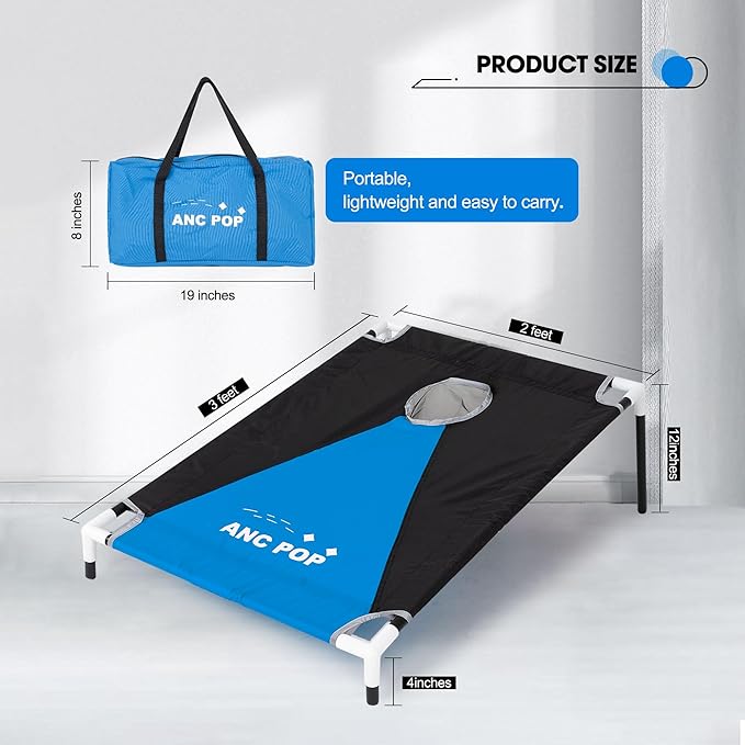 ANC POP Portable Cornhole Game Set PVC Framed Corn Holes Outdoor Game Set 3 x 2 feet with 8 Bean Bags and Carrying Case