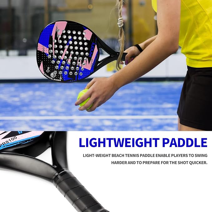 Padel Racket Carbon Fiber Surface with EVA Memory Flex Foam Core Lightweight Padel Racquet