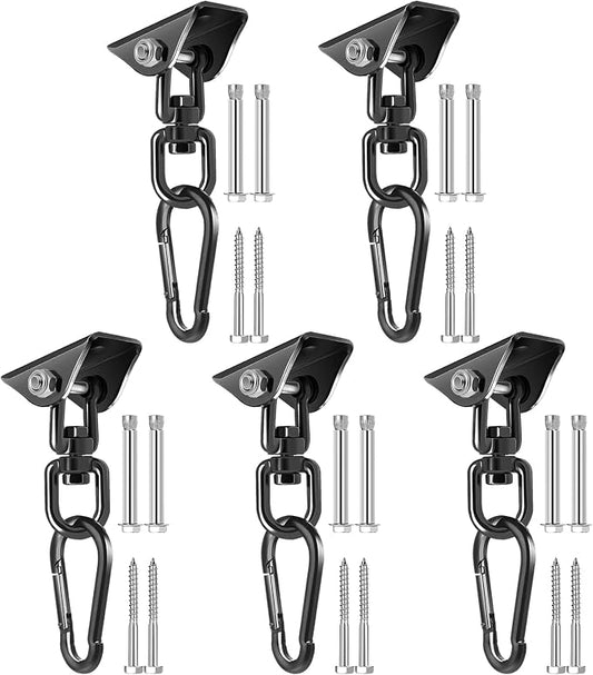 Hammock Hanging Kit, 360° Rotating Heavy Duty Swing Chair Hook 1200 lbs Capacity, Ceiling Mount Hammock Chair Hardware with Carabiner for Indoor Outdoor Yoga, Tree, Porch, Seat, Home Gym