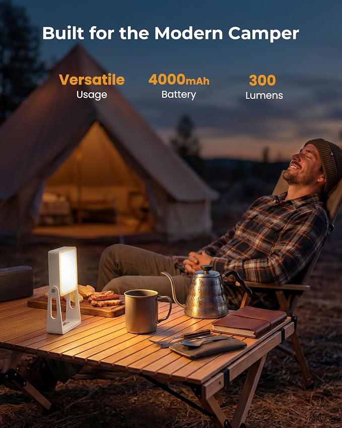 PopoIron LED Camping Lantern, 4000mAh Camping Lights with 3 Colors and Dimmable Brightness, 2-in-1 Flashlight & Emergency Indoor Lantern for Home Power Outages Camping Hiking Hurricane