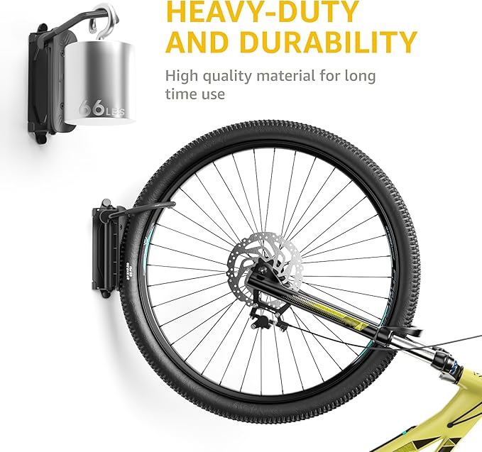 monTEK Swivel Bike Wall Mount - No Heavy Lifting Required, Space-Saving Bike Rack for Garage, Holds Up to 77 lbs