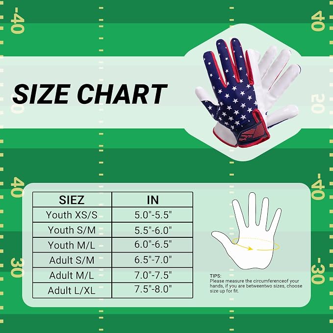 Football Gloves for Youth and Adult Men,Sticky Adhesive Palms Receiver Gloves,Grip Boost Flag Football Accessories Gifts for Family and Friends