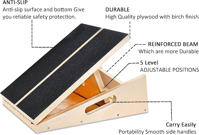 MUCITAGF Professional Slant Board, Adjustable Incline Board and Calf Stretcher, Slant Board for Calf Stretching, Calf Stretch Board