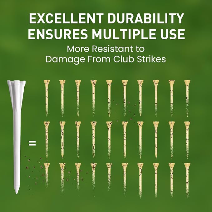FINGER TEN Golf Tees Plastic Unbreakable Easy to Find Bulk Value 200/500/1000 Count, 2 3/4 3 1/4 Inch Tee Driving Range Reduce Friction, Green Red White USA Flag Practice