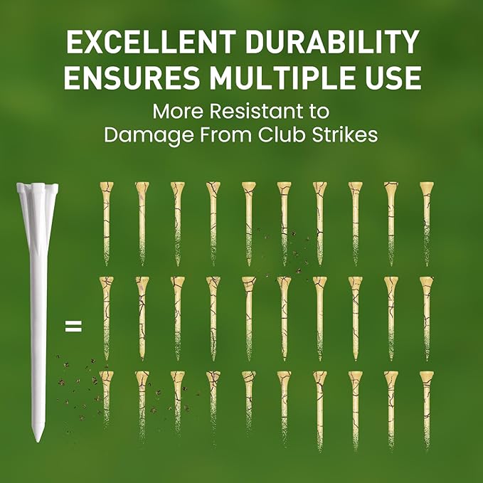 FINGER TEN Golf Tees Plastic Unbreakable Easy to Find Bulk Value 200/500/1000 Count, 2 3/4 3 1/4 Inch Tee Driving Range Reduce Friction, Green Red White USA Flag Practice