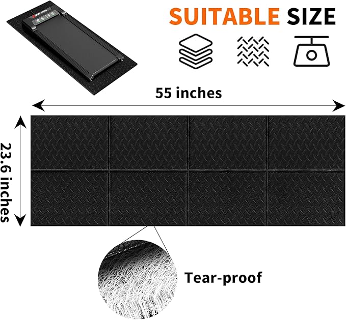 Stepwaver Walking Pad Mat for Carpet, Treamill Mat for Hardwood Floors, High Density, 1/4 Thickness, Folable, Floor Protection Mats for Bike, Elliptical, Treadmill
