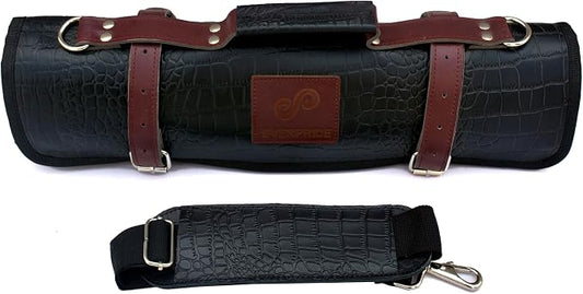 EVERPRIDE Gorgeous Leather Croc Pattern Premium Leather Chef Knife Roll Bag. Professional Grade Lovely Gift for Chefs Hunting Knives and Home Storage