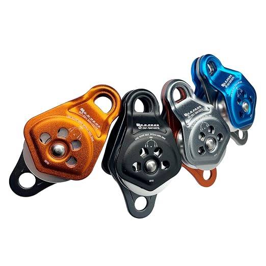 30kN Upgraded Rescue Double Pulley Sheave with Swing Plate,CE High Strength Pulley for Backyard Zipline, Climbing, Rock Rescue Lifting, Hauling, Fit Rope up to 13 mm/Holds Up to 6750lbs,Black