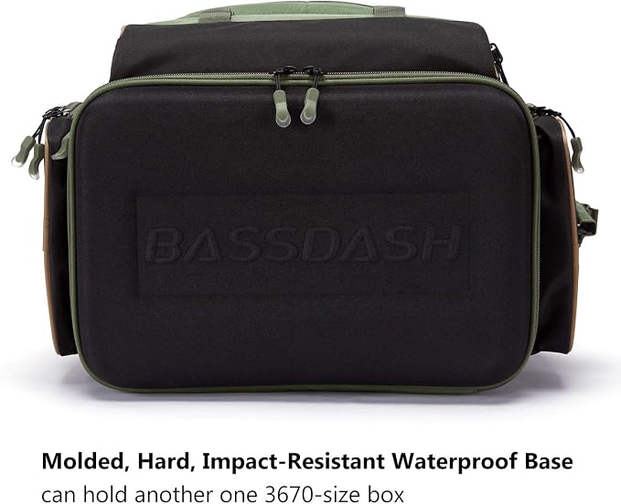 BASSDASH Fishing Tackle Backpack Water Resistant Tactical Bag Soft Tackle Box with Rod Holder and Protective Rain Cover