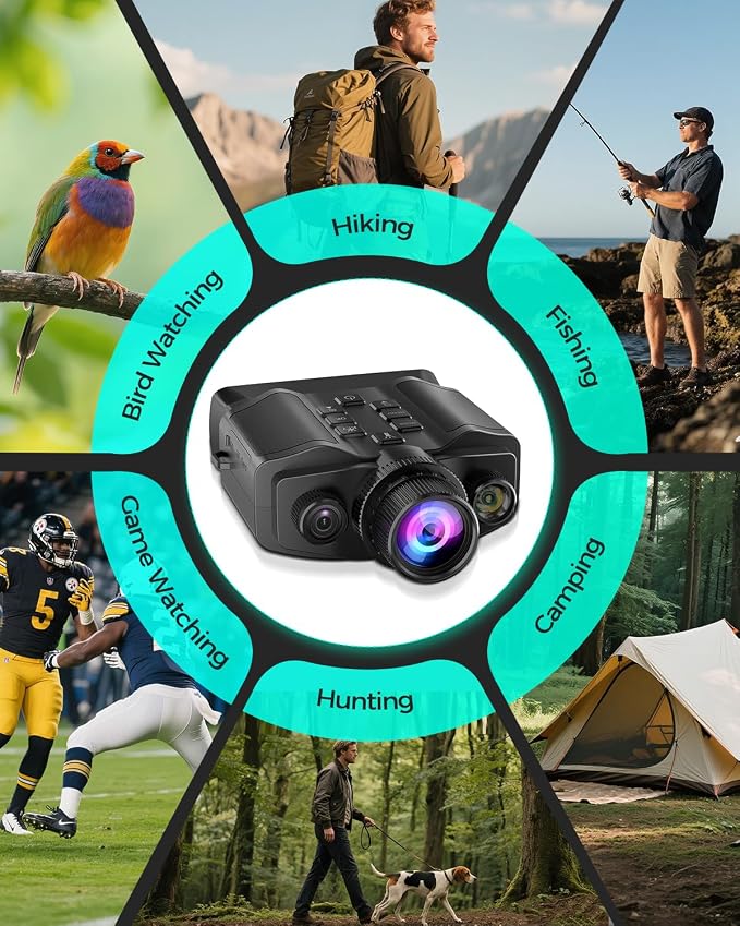 4K Night Vision Goggles for Adults, 3.99" HD Screen, 10000mAh Rechargeable Night Vision Binoculars with 64GB TF Card for Hunting Camping Surveillance