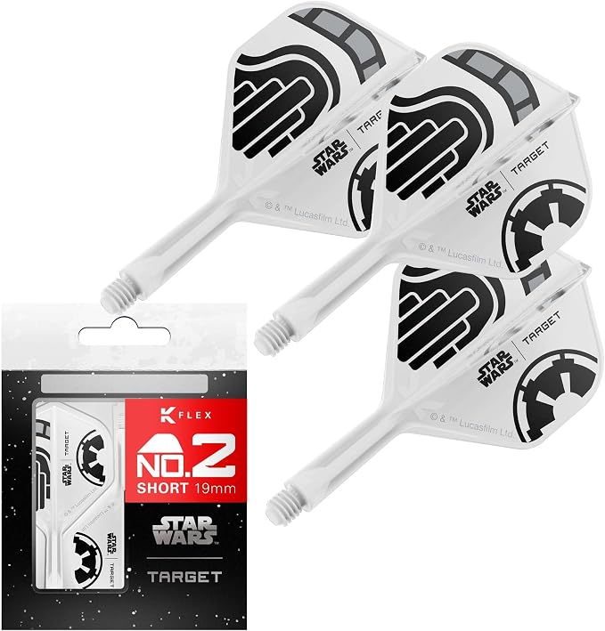 Target Darts Star Wars Storm Trooper K Flex Integrated Dart Flights & Shafts | Storm Trooper Pack of 3 K-Flex, No.2 & No.6 | Short, Intermediate & Medium Disney K-Flex Accessories