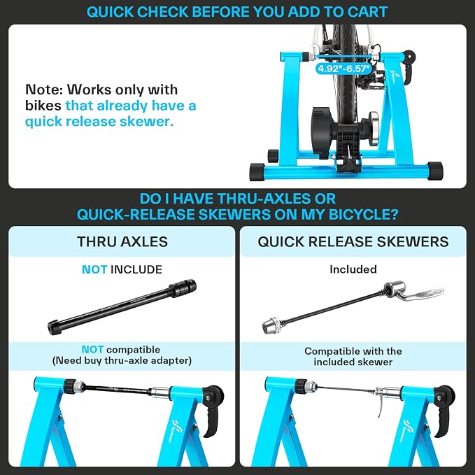 Sportneer Bike Trainer - Magnetic Stationary Bike Stand for 26-28" & 700C Wheels - Adjustable 6 Level Resistance Bike Trainer Stand for Indoor Riding with Quick Release Lever & Front Wheel Riser Block