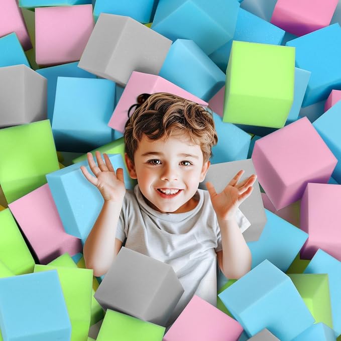 Foam Pit Cubes - 24 PCS 5 Inches Gymnastics Foam Blocks Trampoline Blocks, Multi-Sport Protective Padding for Freerunning, Trampoline, Parkour, Skate Parks & BMX