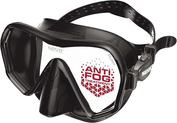 SEAC Pura – Frameless Single-Lens Silicone Diving Mask | Antifog Low Volume Mask for Diving and Snorkeling with 3D Buckle