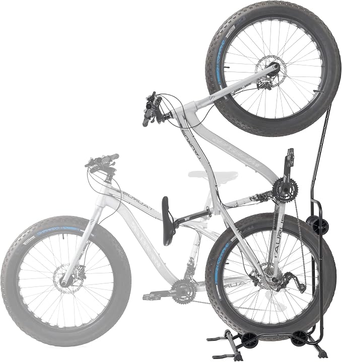 CyclingDeal Upright Bike Stand - Premium Quality Vertical & Horizontal Adjustable Bicycle Floor Parking Rack - for Storing MTB Road Bikes - up to 29” Wheel Size - for Fat Bike - 1 Bike