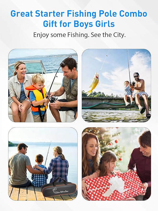 Fishing Pole Kit, Carbon Fiber Telescopic Fishing Rod and Reel Combo with Spinning Reel, Line, Bionic Bait, Hooks and Carrier Bag, Fishing Gear Set for Beginner Adults