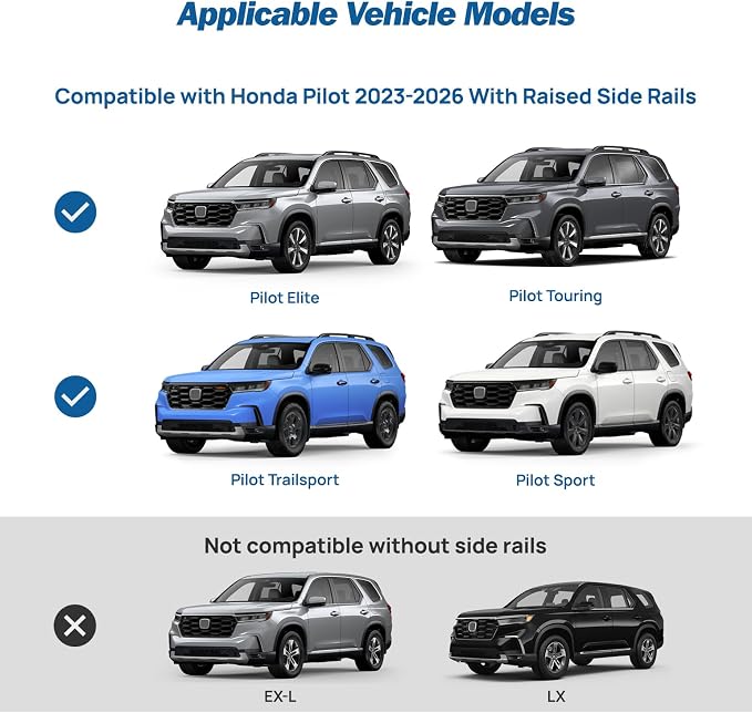 JOYTUTUS 300lbs Lockable Roof Rack Cross Bars Compatible with Honda Pilot 2023-2026 Elite Sport Touring Trailsport (Not for LX & EX-L), Heavy Duty Aluminum Anti-Theft Roof Rails Crossbars