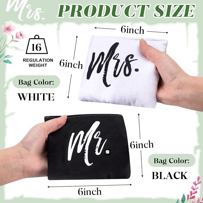 11 Pcs Wedding Cornhole Set for Reception, Mr & Mrs Cornhole Game with 8 Bean Bags & Board Wraps, Outdoor Lawn Toss Game for Wedding Party & Bridal Shower(Boards Not Included)