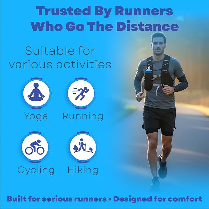 Hydration Vest - Running Vest for Women & Men, 2 Flask 500ml, Phone Pocket, Lightweight Running Hydration Vest Water Backpack, Runners Vest Running Backpack for Hiking & Long Distance Running Stuff