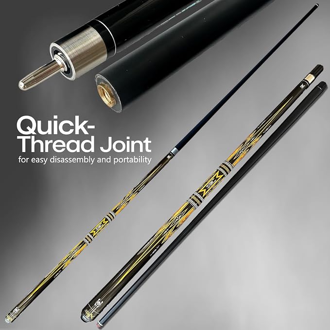 Tai ba cues Fibergalss Shaft Pool Stick with case, 13mm Multilayer Leather Tip, 58", Hardwood Canadian Maple Professional Billiard Pool Cue Stick, Quick-Release Joint, 18, 19, 20, 21 Oz (Selectable)